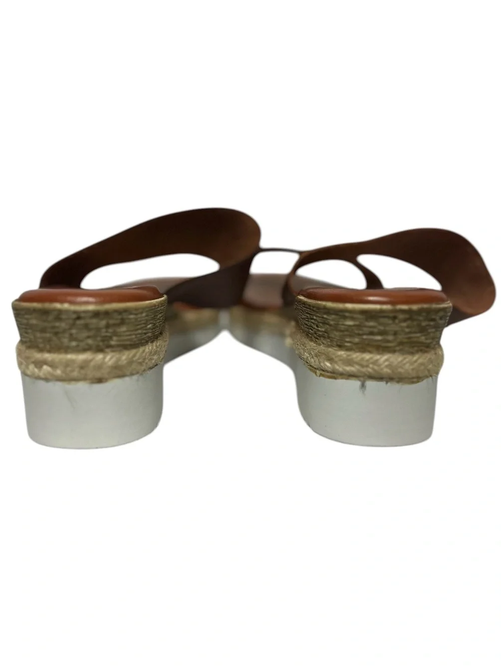 Bertuchi Double Band Strap Slide Sandals Women’s Sz 9 Brown Leather Espadrille